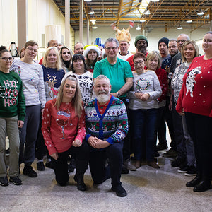 Our shoe factory joins in on Christmas Jumper Day to support children in need