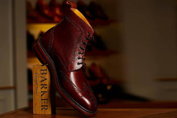 Calder - Men's full brogue boot by Barker Shoes.