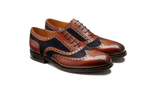 Ossett - Pelle scamosciata blu navy in vitello noce