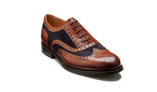 Ossett - Pelle scamosciata blu navy in vitello noce