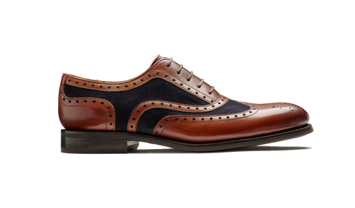 Ossett - Pelle scamosciata blu navy in vitello noce