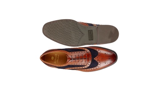 Ossett - Pelle scamosciata blu navy in vitello noce