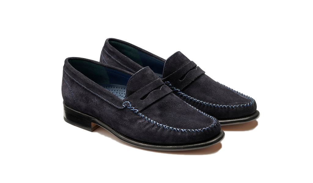 William - Pelle scamosciata blu scuro