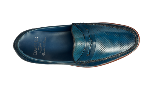 William - Navy Perf Hand Painted / Blue Saddle