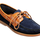 Wallis - Navy Blue Suede / Cedar Collar