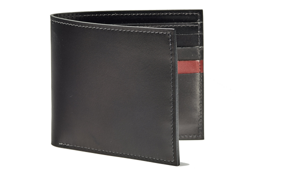 Bifold Wallet One Stripe - Black Calf